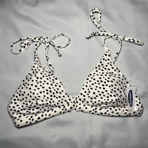 Old Navy Bikini Top Womens Size M White Black Tie Adjustable Straps NEW Vacation
